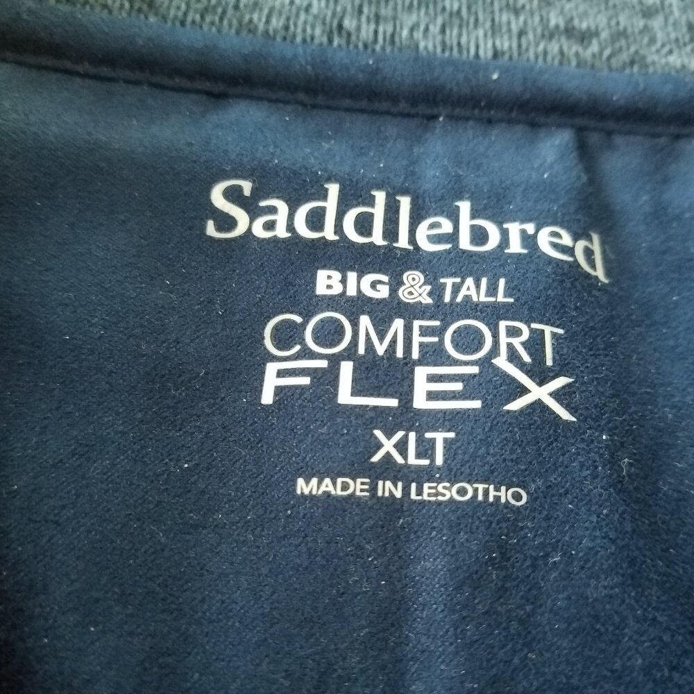Men's Saddlebred Big & Tall Blue Quarter Zip Pockets Long Sleeve Jacket XLT - Picture 3 of 7